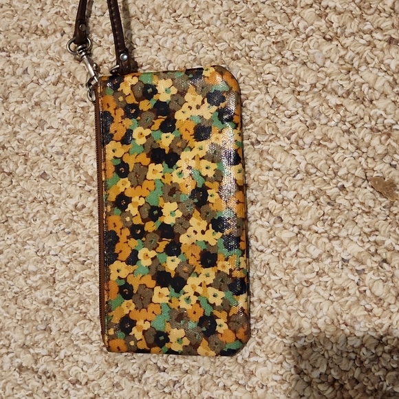 Fossil Key-Per Wristlet Credit Card Holder/Coin Purse Wallet 7" X 3.5" Floral - Picture 3 of 7